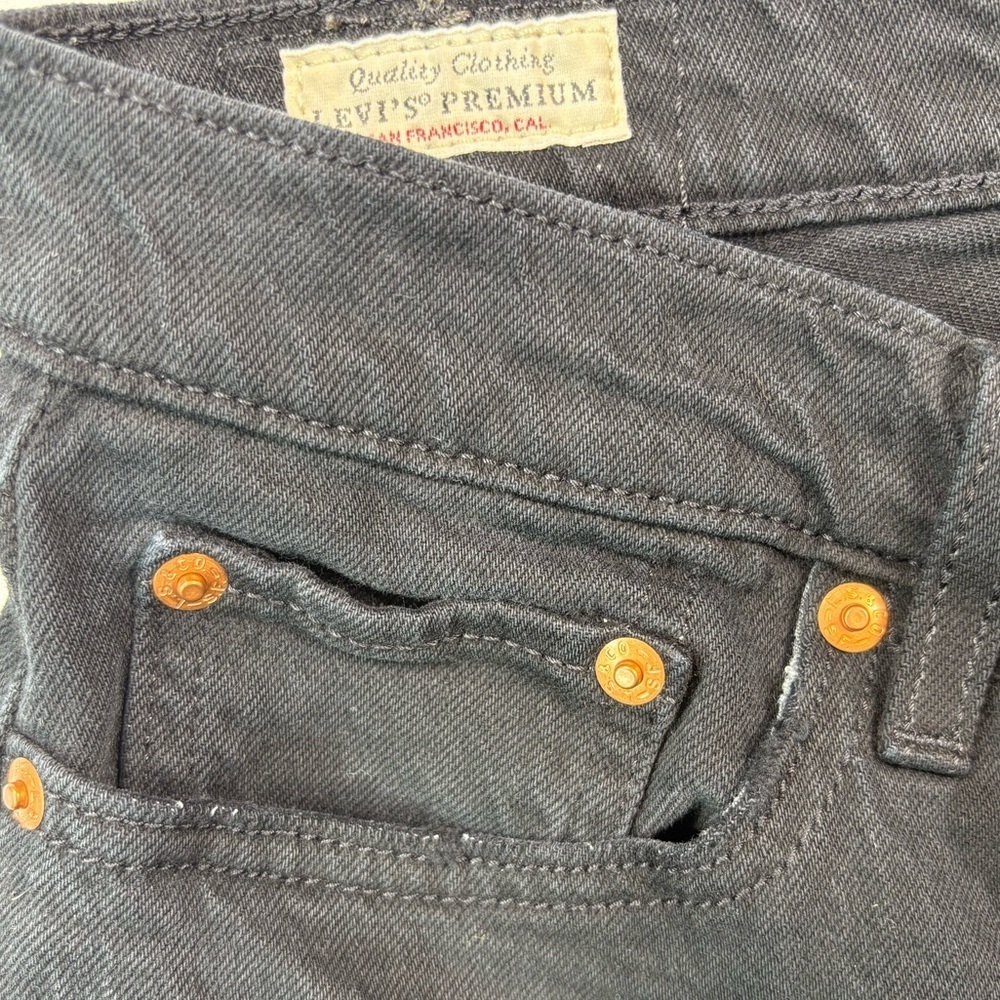 Levis Premium Wedgie Button Fly High Rise Frayed Hem Black Jeans | Size 29 - Picture 7 of 16